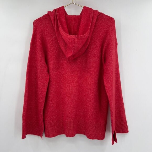 COPY - Loft Women's Wool Blend Long Sleeve Hoodie Red Sweater Size M NWT - Picture 2 of 7